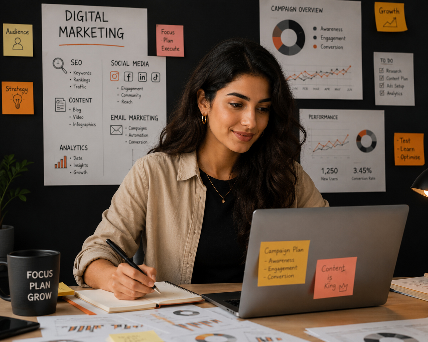 Design Egy strategist reviewing a campaign plan